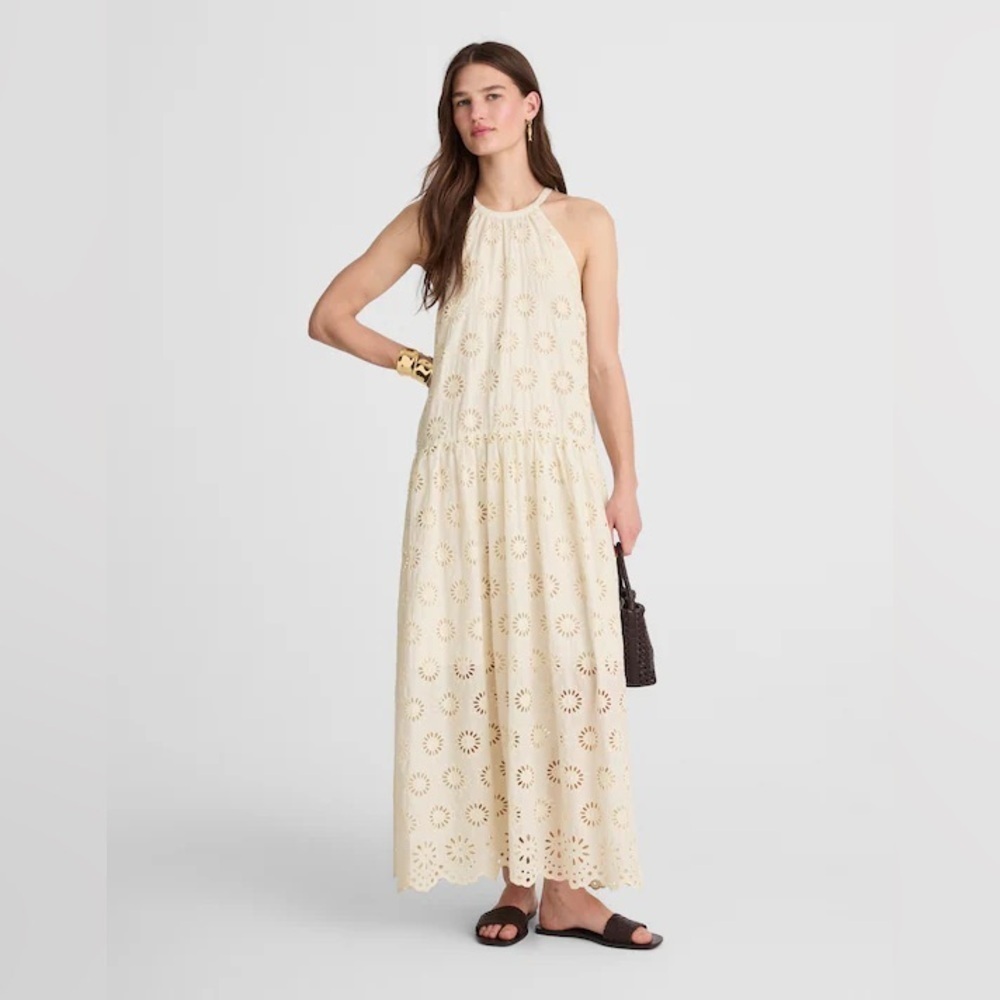 Madewell floral eyelet Embroidered Drop-Waist Maxi Dress